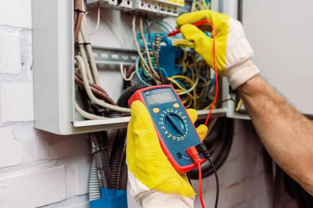Technician performing a safety inspection