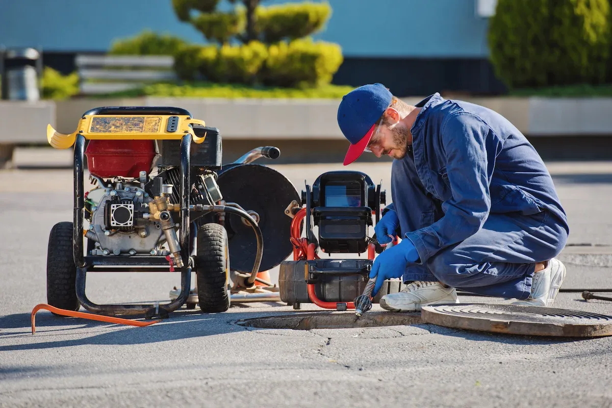 Sewer camera inspection equipment in use